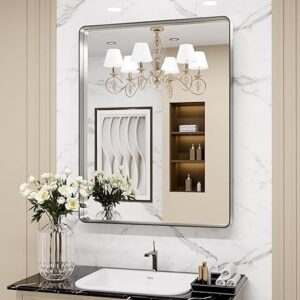 LOAAO 24X36 Inch Brushed Nickel Bathroom Mirror,