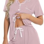SWOMOG Womens Button Down Pajamas Set Short