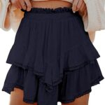 Flowy Shorts for Women Casual Boho Ruffle Tiered