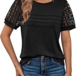 AUTOMET Women's Short Sleeve Shirts Dressy Lace