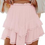 Flowy Shorts for Women Casual Boho Ruffle Tiered