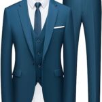 WULFUL Men’s Slim Fit Suit One Button 3-Piece