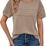 AUTOMET Women's Short Sleeve Shirts Dressy Lace
