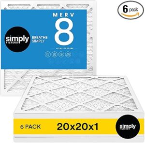 Simply 20x20x1 Air Filter, Merv 8, MPR 600, 6