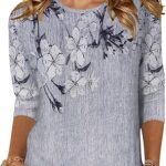 Zeagoo Women's Casual 3/4 Sleeve T-Shirts Round