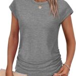 SAMPEEL Womens Summer Tops Trendy 2025 Ruched Cap