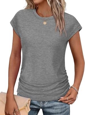 SAMPEEL Womens Summer Tops Trendy 2025 Ruched Cap