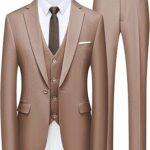 WULFUL Men’s Slim Fit Suit One Button 3-Piece