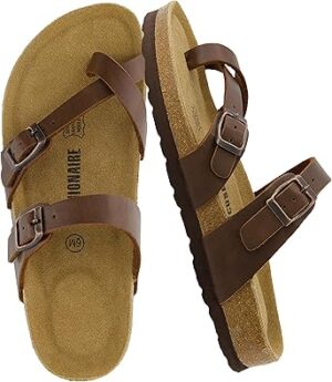 CUSHIONAIRE Women's Luna Cork Footbed Sandal With