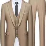 WULFUL Men’s Slim Fit Suit One Button 3-Piece