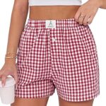 ANRABESS Boxer Shorts for Women Gingham Pajama