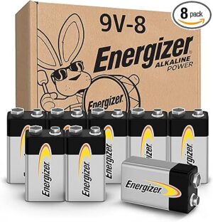 Energizer Alkaline Power 9 Volt Batteries (8
