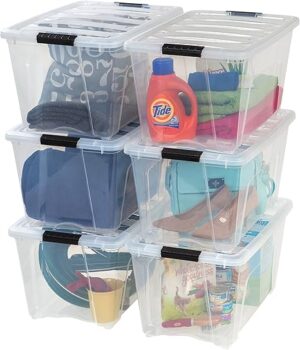 IRIS USA 54 Qt Stackable Plastic Storage Bins
