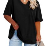 Women's Plus Size V Neck T Shirts Summer Half