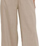 Duyang Womens Cotton Linen Palazzo Pants