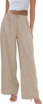 Duyang Womens Cotton Linen Palazzo Pants