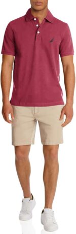 Nautica Men's Short Sleeve Solid Stretch Cotton