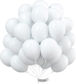 PartyWoo White Balloons 100 pcs 12 Inch Matte