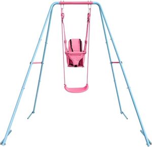 2-in-1 Toddler Swing Set with Metal Stand, Safety