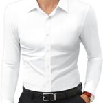 Stretch Mens Dress Shirts Long Sleeve Slim Fit