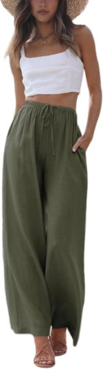 Faleave Women's Cotton Linen Summer Palazzo Pants