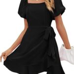 SAMPEEL Womens Summer Dresses Square Neck Puff