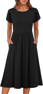 ANRABESS Women's Summer Short Sleeve A-Line Midi