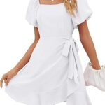 SAMPEEL Womens Summer Dresses Square Neck Puff