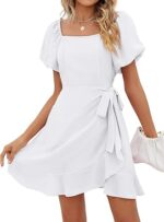 SAMPEEL Womens Summer Dresses Square Neck Puff