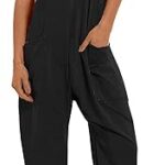 Muchpow Women's V Neck Sleeveless Jumpsuits