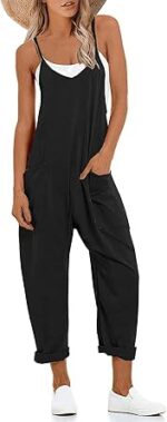 Muchpow Women's V Neck Sleeveless Jumpsuits