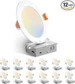 Amico 12 Pack 6 Inch 5CCT Ultra-Thin LED Recessed