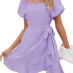 SAMPEEL Womens Summer Dresses Square Neck Puff