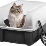 IRIS USA Large Open Top Cat Litter Box with High
