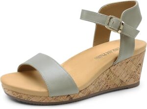 DREAM PAIRS Women's Open Toe Buckle Ankle Strap
