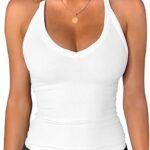 iGENJUN Womens Spaghetti Strap V-Neck Ribbed Tank