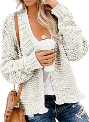 Dokotoo Womens Open Front Long Sleeve Chunky Knit