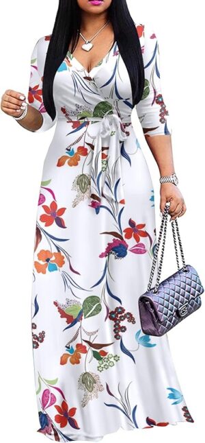 FANDEE Plus Size Maxi Dress for Women Casual