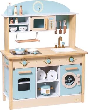 ROBUD Wooden Play Kitchen Set for Kids Toddlers,