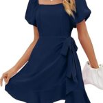 SAMPEEL Womens Summer Dresses Square Neck Puff