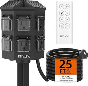 Outdoor Power Strip with 25FT Extension Cord,