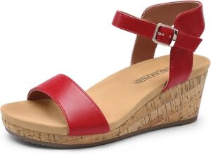 DREAM PAIRS Women's Open Toe Buckle Ankle Strap