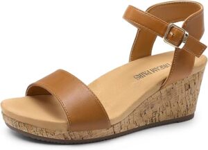 DREAM PAIRS Women's Open Toe Buckle Ankle Strap