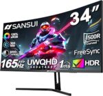 SANSUI 34-Inch Curved Gaming Monitor UWQHD 3440 x