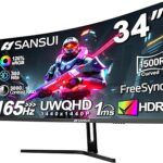 SANSUI 34-Inch Curved Gaming Monitor UWQHD 3440 x