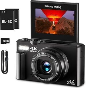 4K Digital Camera for Photography, 64MP Vlogging