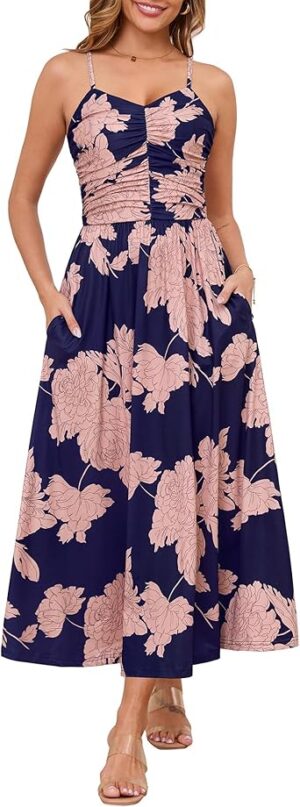 Annebouti Women 2025 Summer Spring Ruched Maxi