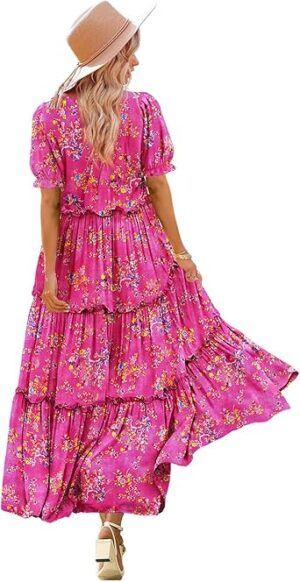 YESNO Summer Casual Bohemian Floral Dresses for