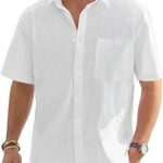 J.VER Men's Cotton Linen Short Sleeve Shirts
