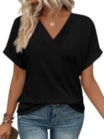 WIHOLL Womens Summer Tops Short Dolman Sleeve